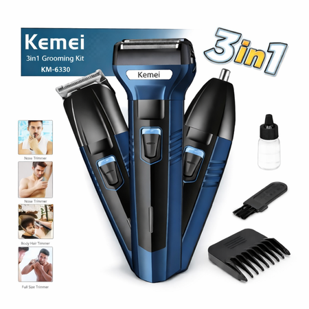 Kemei KM-6330 3-in-1 Professional Hair Trimmer Kit