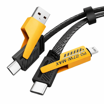 4-in-1 65W Fast Charging Cable for iPhone & Android