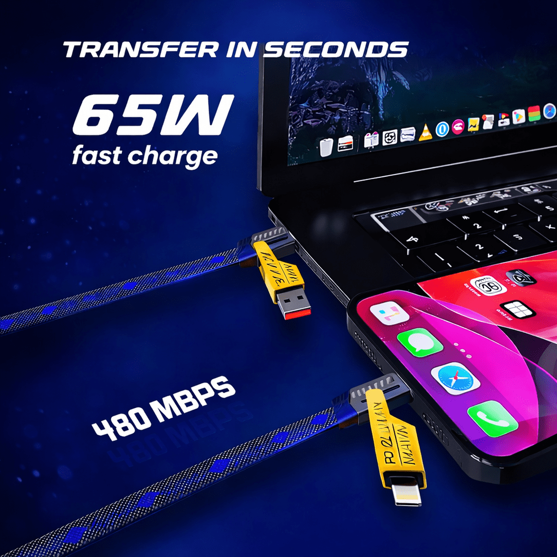 4-in-1 65W Fast Charging Cable for iPhone & Android - Image 5
