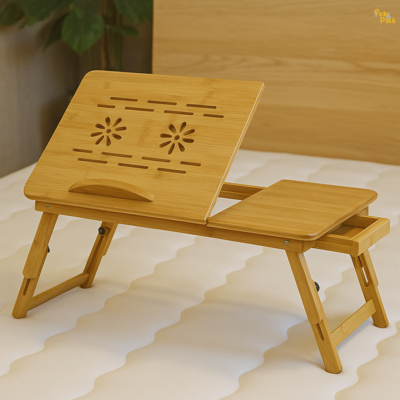 Bamboo Foldable Laptop Bed Table for Study & Work